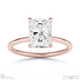 hidden halo radiant lab grown diamond engagement ring on half-rounded rose gold band with 9k rose gold metal and radiant shape diamond