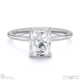 hidden halo radiant lab grown diamond engagement ring on half-rounded white gold band with 9k white gold metal and radiant shape diamond