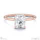 hidden halo radiant lab grown diamond engagement ring on half-rounded rose gold band with 9k rose gold metal and radiant shape diamond