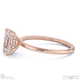 hidden halo radiant lab grown diamond engagement ring on half-rounded rose gold band with 9k rose gold metal and radiant shape diamond