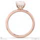 hidden halo radiant lab grown diamond engagement ring on half-rounded rose gold band with 9k rose gold metal and radiant shape diamond