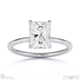hidden halo radiant lab grown diamond engagement ring on half-rounded white gold band with 9k white gold metal and radiant shape diamond
