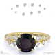 black lab grown diamond round cut stardust engagement ring yellow gold with 9k yellow gold metal and round shape diamond