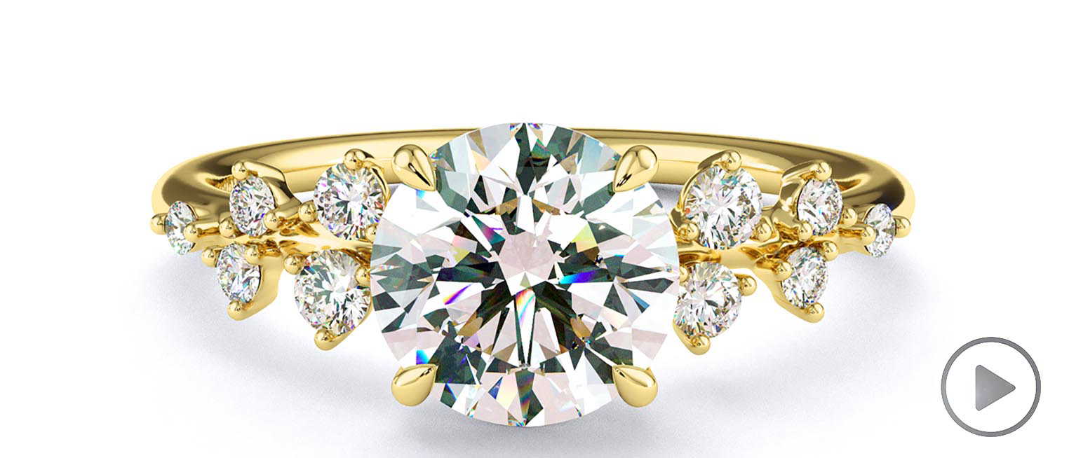 Lab Grown Diamond Round Round Stardust Engagement Ring Yellow Gold top video
