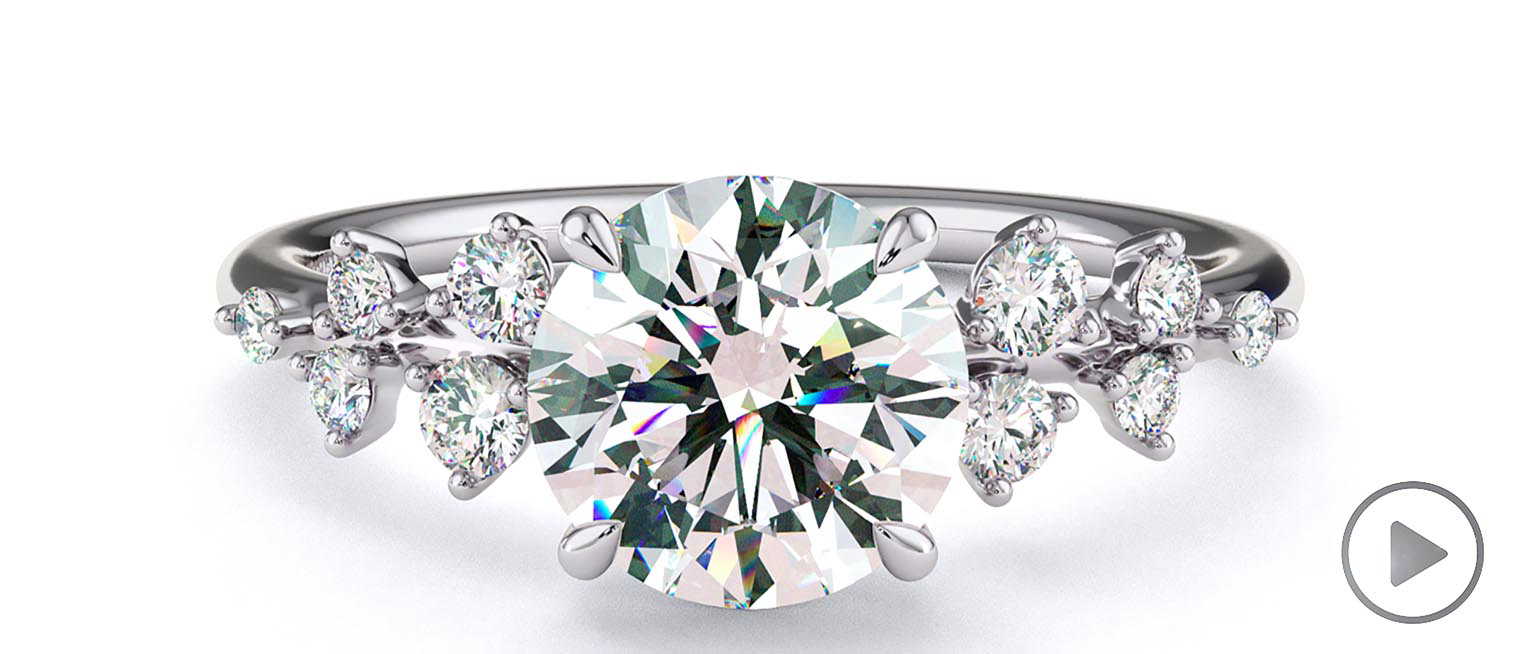 Lab Grown Diamond Round Stardust Engagement Ring Platinum top video