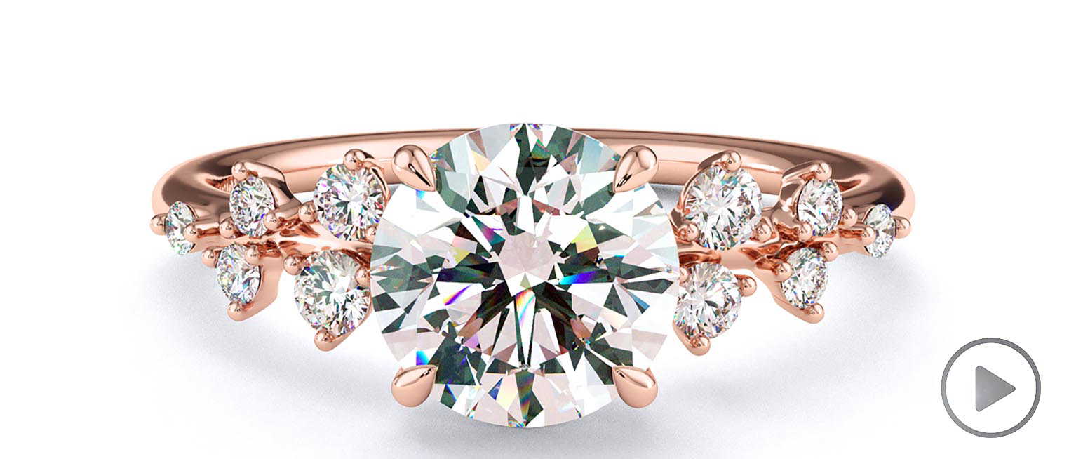 Natural Diamond Round Round Stardust Engagement Ring Rose Gold top video