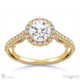 a curl, ornate halo natural diamond engagement ring yellow gold with 18k yellow gold metal and round shape diamond