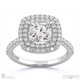 cushion cut natural diamond double halo engagement ring platinum with platinum metal and cushion shape diamond