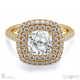 cushion cut natural diamond double halo engagement ring yellow gold with 9k yellow gold metal and cushion shape diamond