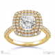 cushion cut natural diamond double halo engagement ring yellow gold with 9k yellow gold metal and cushion shape diamond