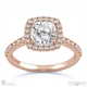 cushion cut natural diamond halo with side stones engagement ring rose gold with 9k rose gold metal and cushion shape diamond