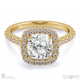 cushion cut natural diamond halo with side stones engagement ring yellow gold with 9k yellow gold metal and cushion shape diamond