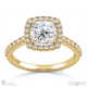 cushion cut natural diamond halo with side stones engagement ring yellow gold with 9k yellow gold metal and cushion shape diamond