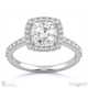 solid cushion halo lab grown diamond engagement ring white gold with 9k white gold metal and cushion shape diamond