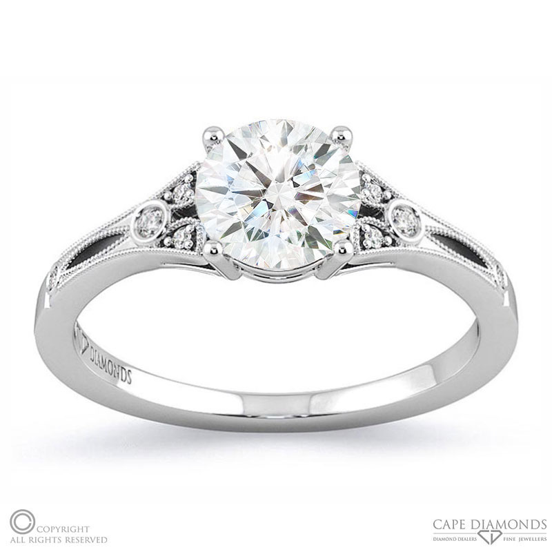 Antique Solitaire Lab Grown Diamond Engagment Ring White Gold