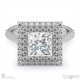 princess cut natural diamond double halo engagement ring white gold with 9k white gold metal and princess shape diamond