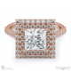 double halo natural diamond engagement ring rose gold with 18k rose gold metal and princess shape diamond