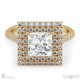 princess cut natural diamond double halo engagement ring yellow gold with 9k yellow gold metal and princess shape diamond