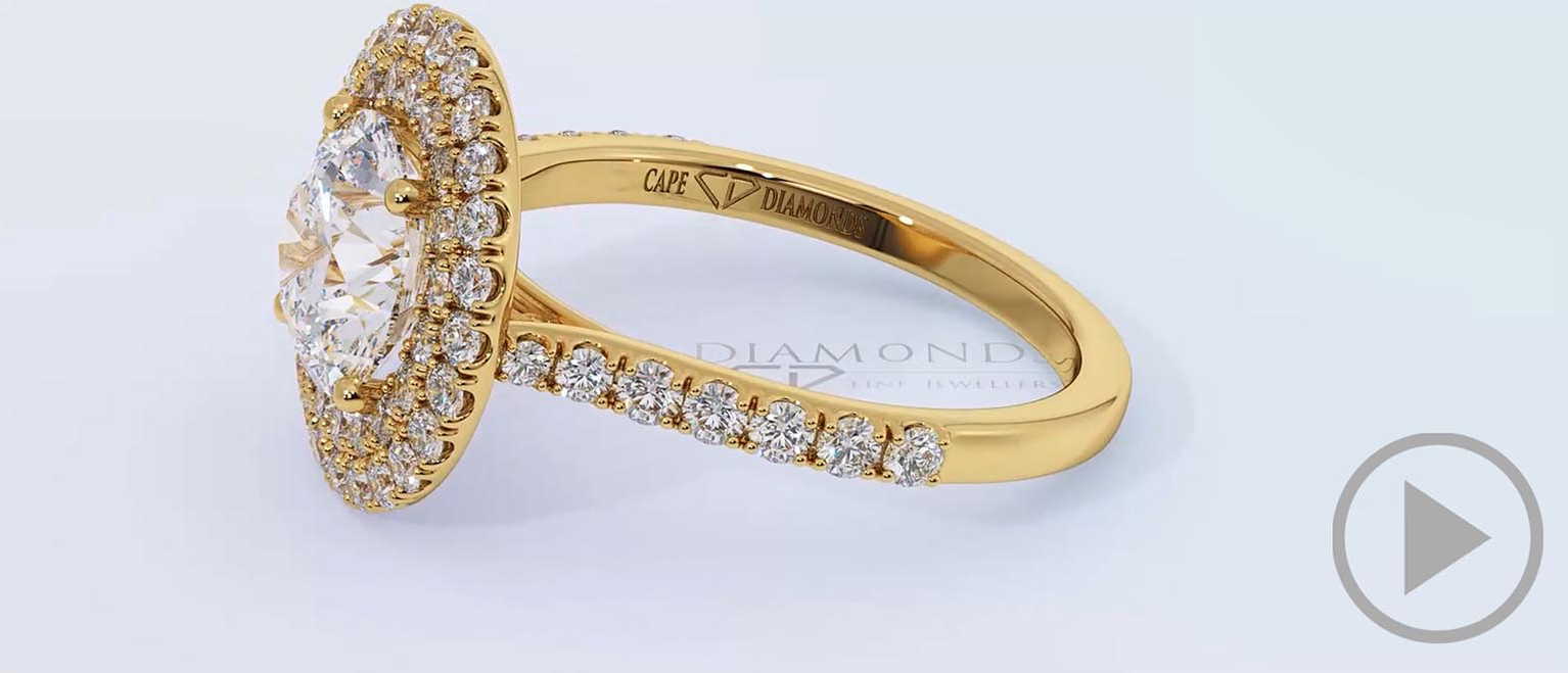 Double Halo Natural Diamond Engagement Ring Yellow Gold top video