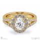 cluster split band oval halo natural diamond engagement ring yellow gold with 9k yellow gold metal and oval shape diamond