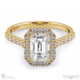 natural diamond emerald halo side stones engagement ring yellow gold with 18k yellow gold metal and emerald shape diamond