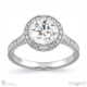 engraved halo round natural diamond engagement ring white gold with 9k white gold metal and round shape diamond