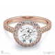 natural diamond encrusted halo engagement ring rose gold with 9k rose gold metal and round shape diamond