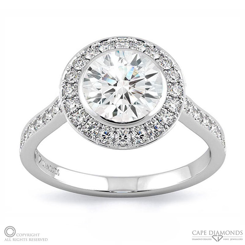 Tube Setting Lab Grown Diamond Engagement Ring White Gold