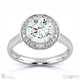 pavé tube round halo designer lab grown diamond engagement ring white gold with 9k white gold metal and round shape diamond