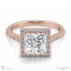 princess cut natural diamond halo engagement ring rose gold with 9k rose gold metal and princess shape diamond