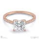 side stone princess cut natural diamond 4-claw engagement ring rose gold setting with 9k rose gold metal and princess shape diamond