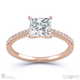 side stone princess cut natural diamond 4-claw engagement ring rose gold setting with 9k rose gold metal and princess shape diamond