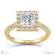 unique halo twist claws natural diamond engagement ring yellow golds with 18k yellow gold metal and princess shape diamond