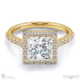 unique halo twist claws natural diamond engagement ring yellow golds with 18k yellow gold metal and princess shape diamond