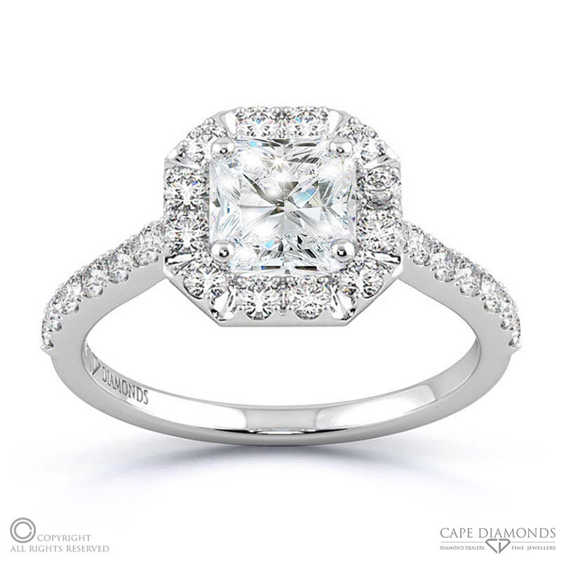 Wholesale Radiant Halo Lab Grown Diamond Engagement Ring White Gold