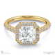 radiant natural diamond halo cathedral natural diamond engagement ring yellow gold with pavé side natural diamonds with 9k yellow gold metal and radiant shape diamond