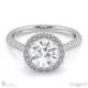 flawless floating lab grown diamond encrusted halo engagement ring white gold with 9k white gold metal and round shape diamond