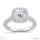 floating lab grown diamond encrusted cushion halo setting engagement ring white gold with 18k white gold metal and cushion shape diamond