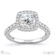 floating natural diamond encrusted cushion halo setting engagement ring white gold with 9k white gold metal and cushion shape diamond