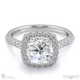 floating lab grown diamond encrusted cushion halo setting engagement ring white gold with 18k white gold metal and cushion shape diamond