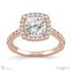 floating natural diamond encrusted cushion halo setting engagement ring rose gold with 18k rose gold metal and cushion shape diamond