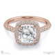 floating natural diamond encrusted cushion halo setting engagement ring rose gold with 18k rose gold metal and cushion shape diamond