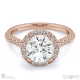 natural diamond round halo side stones engagement ring rose gold with 9k rose gold metal and round shape diamond