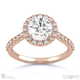 natural diamond round halo side stones engagement ring rose gold with 9k rose gold metal and round shape diamond