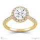 round cut lab grown diamond halo engagement ring yellow gold with 9k yellow gold metal and round shape diamond