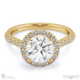 round cut lab grown diamond halo engagement ring yellow gold with 9k yellow gold metal and round shape diamond