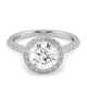 round halo pave natural diamond engagement ring white gold with 9k white gold metal and round shape diamond