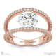 contemporary pavé lab grown diamond split band engagement ring rose gold with 18k rose gold metal and round shape diamond
