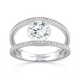 pave natural diamond split band engagement ring white gold with 9k white gold metal and round shape diamond