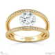 pave lab grown diamond split band engagement ring yellow gold with 18k yellow gold metal and round shape diamond